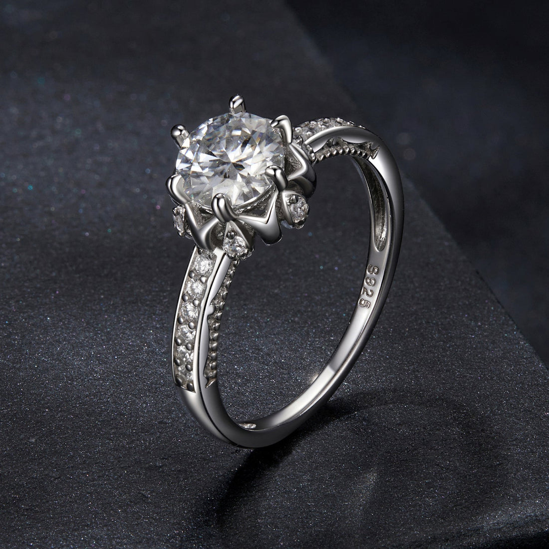 925 Sterling Silver Moissanite Ring 1ct Size 6  DestGlow