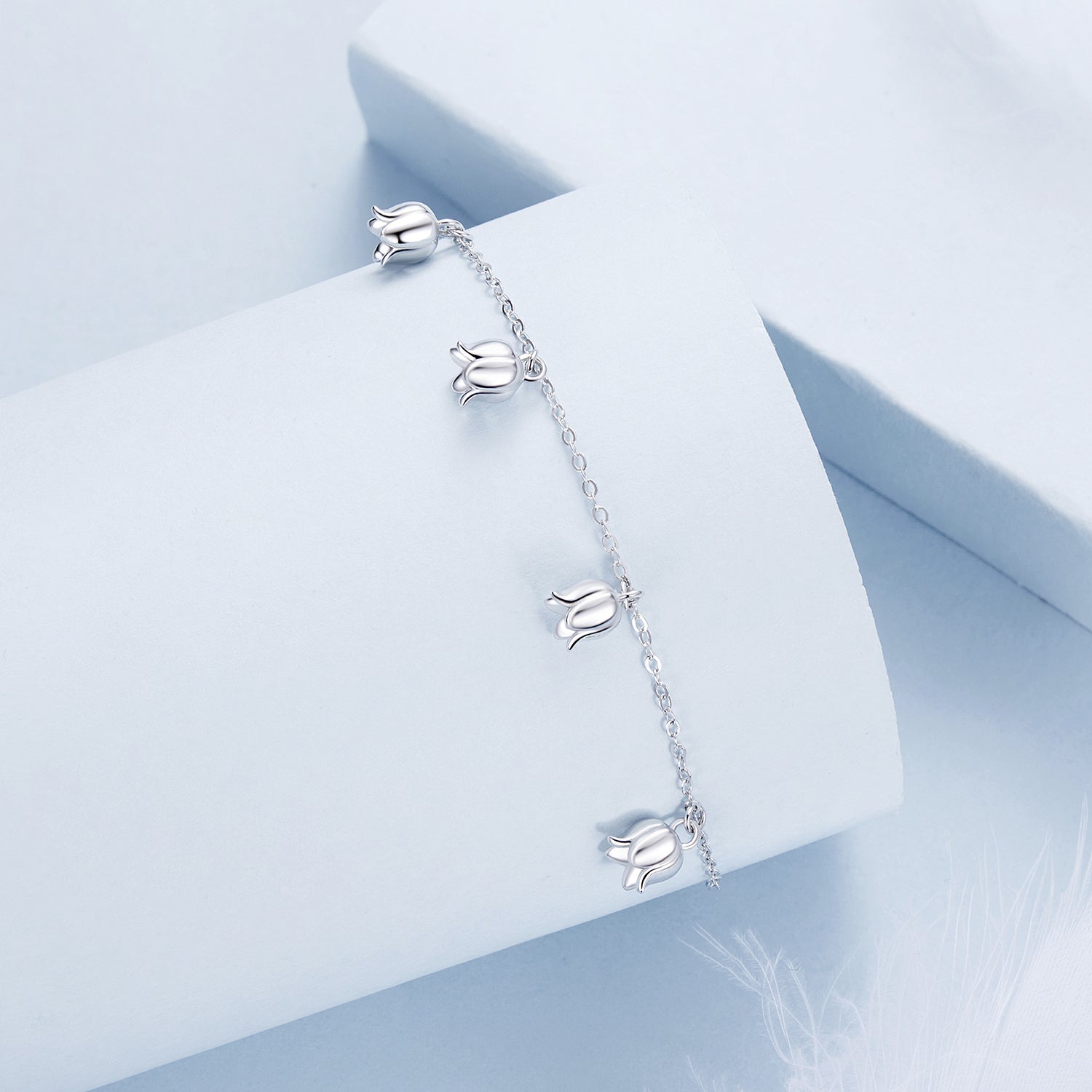925 Sterling Silver Plated White Gold 12x41mm Pendant Bracelet  DestGlow