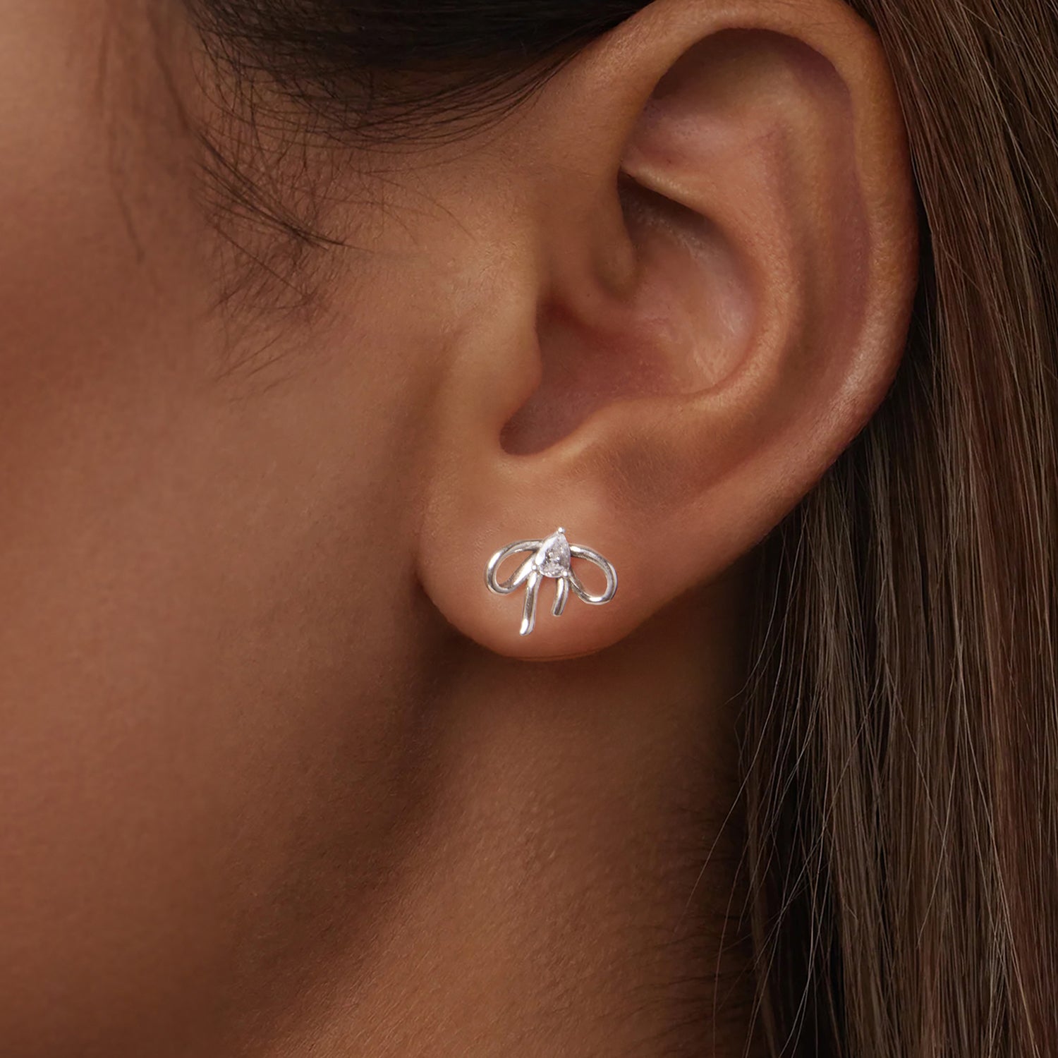 925 Sterling Silver Earrings with Pavé Setting &amp; Oxidized Finish