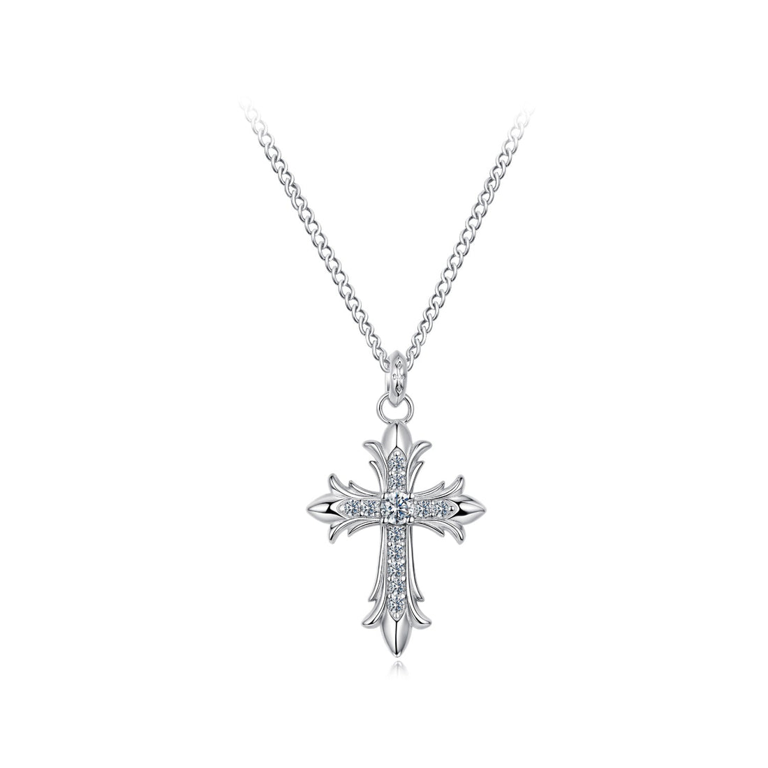 925 Sterling Silver Plated White Gold Moissanite Necklace 40+5cm for Women  DestGlow