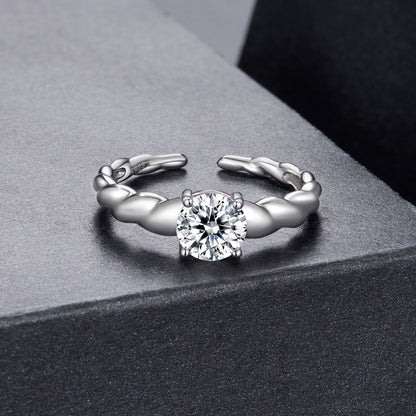 925 Sterling Silver Moissanite 0.65 Carat Ring for Women Size E