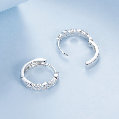 925 Sterling Silver Earrings with Platinum Plating and CZ - Stylish and Elegant Design for Women