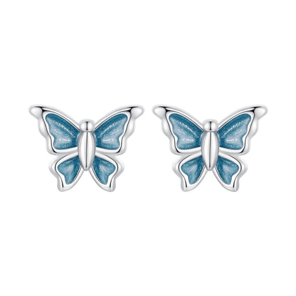 S925 Sterling Silver Earrings with Enamel Process, 6*8mm, Plated Platinum for Women  DestGlow