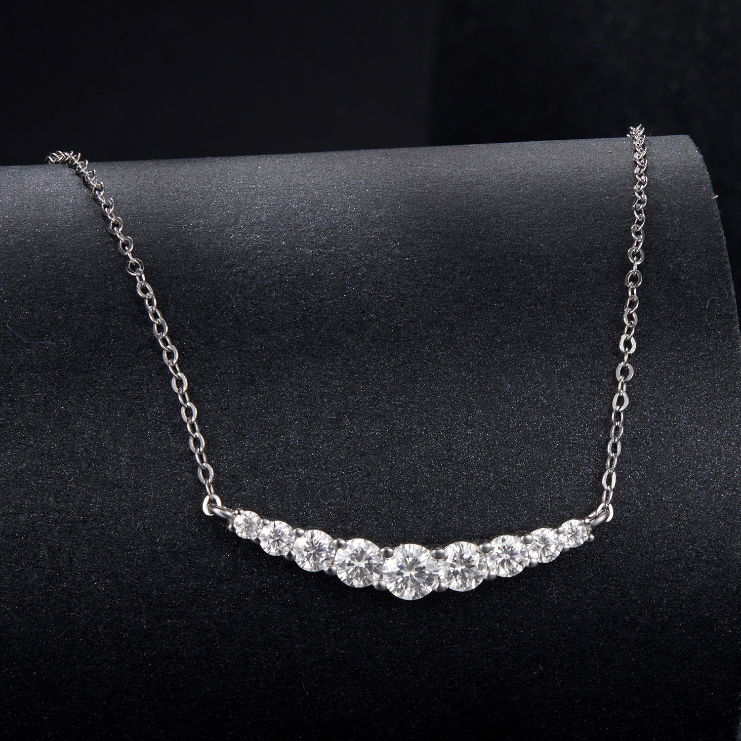925 Sterling Silver 38+5cm White Gold Plated Moissanite Necklace for Women  DestGlow