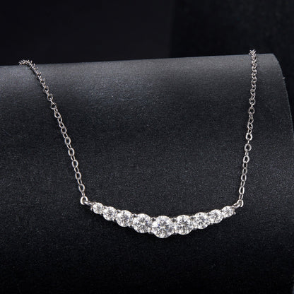 925 Sterling Silver 38+5cm White Gold Plated Moissanite Necklace for Women  DestGlow