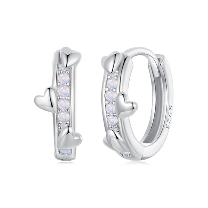 925 Sterling Silver Nano Opal Earrings for Women - White Gold Plated - 12x5mm  DestGlow