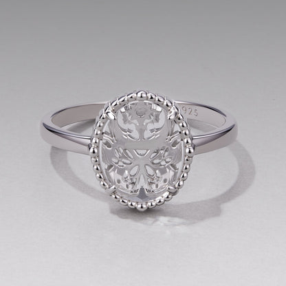 925 Sterling Silver Pavé Setting CZ White Gold Plated Ring with Transparent Glass for Women  DestGlow