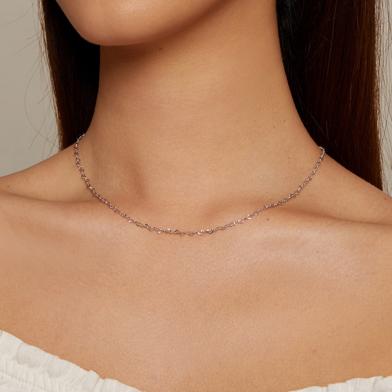 925 Sterling Silver Necklace with Platinum Plating, 395+55mm Length, 3.0mm Width for Women  DestGlow
