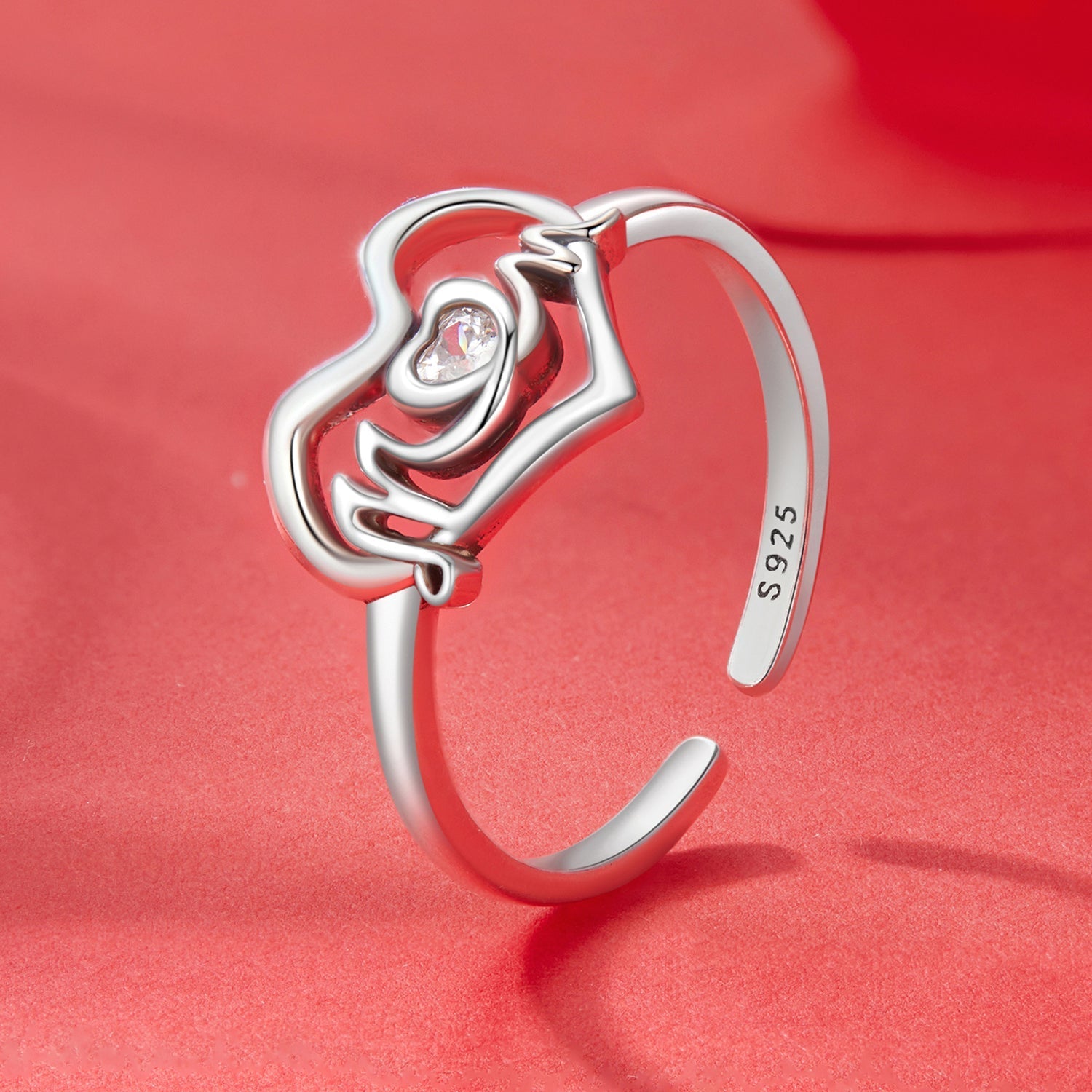 925 Sterling Silver Heart-shaped CZ Ring for Women  DestGlow