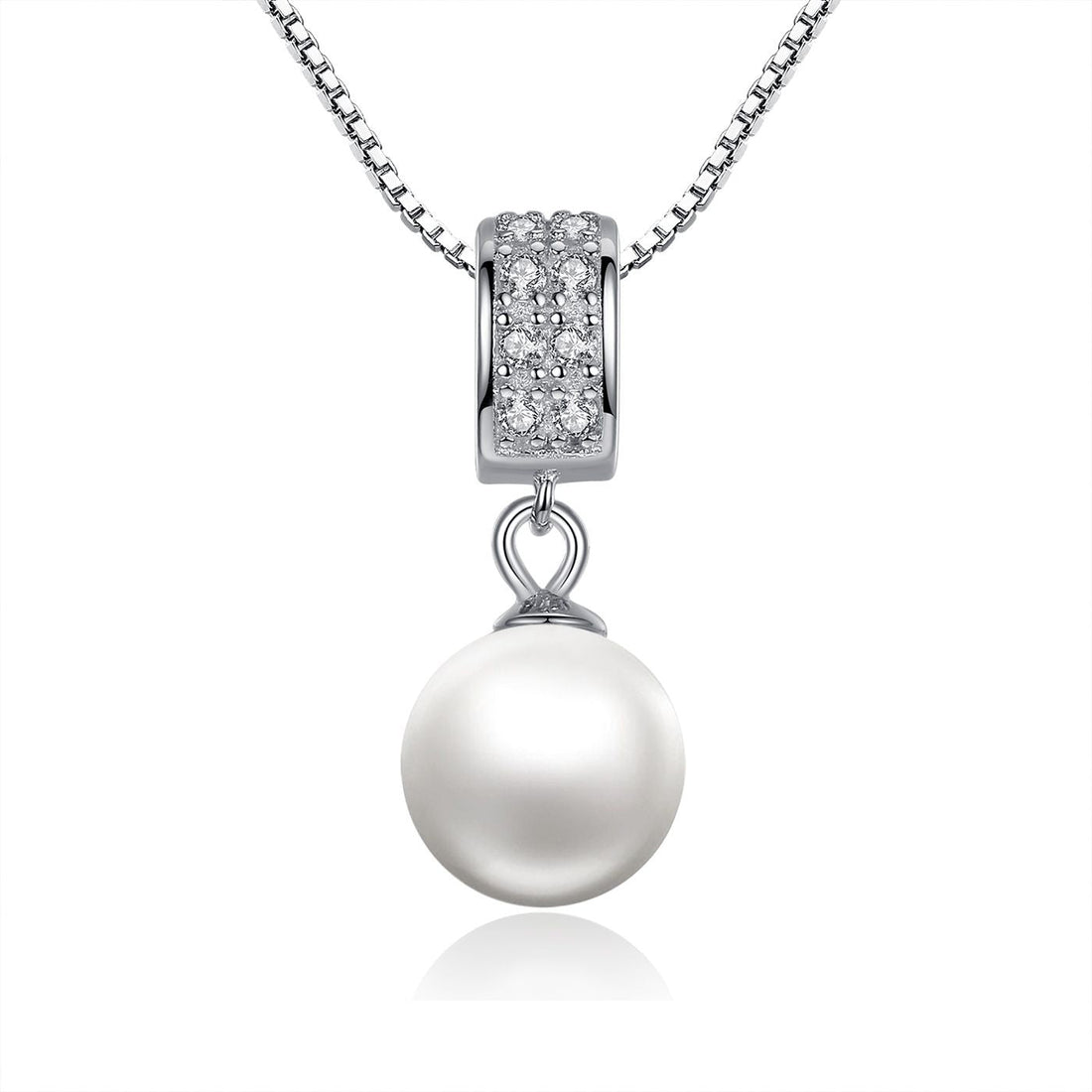 925 Sterling Silver Necklace with Quality Shell Pearl and Pavé Setting CZ  DestGlow