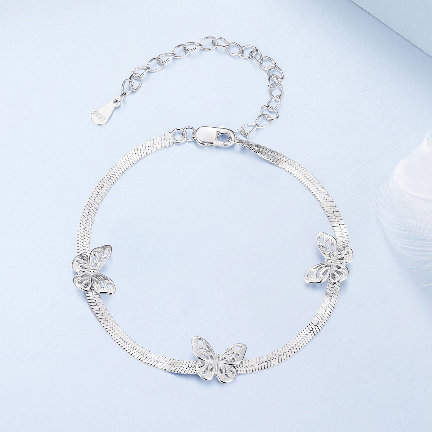 925 Sterling Silver Plated White Gold Adjustable Bracelet for Women  DestGlow