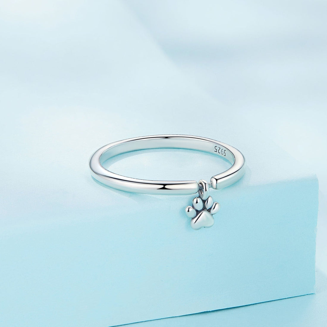 925 Sterling Silver Oxidized Round Paw Print Ring Size 6.0 for Women  DestGlow