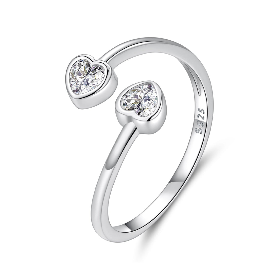 925 Sterling Silver Heart Shaped 0.17cm CZ Ring for Women  DestGlow