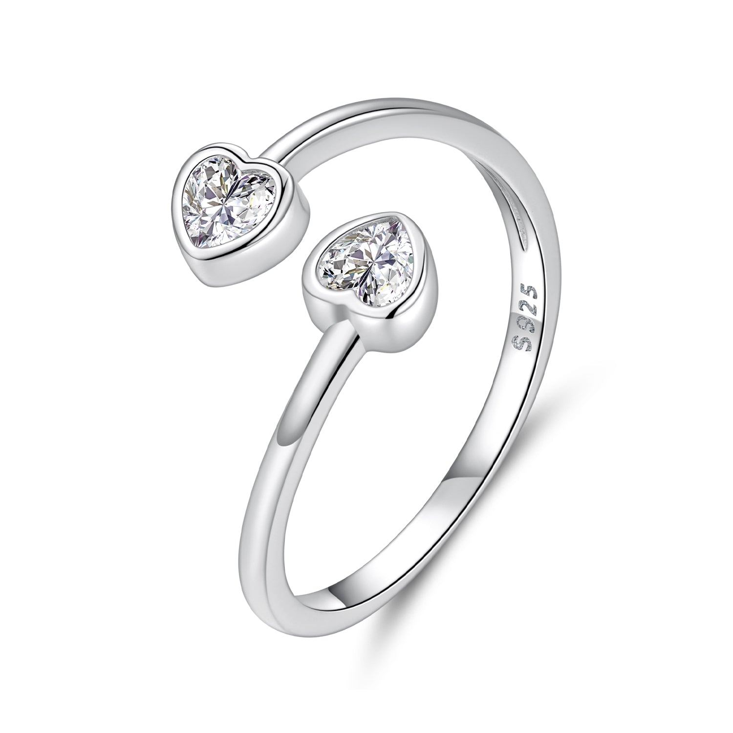 925 Sterling Silver Heart Shaped 0.17cm CZ Ring for Women  DestGlow