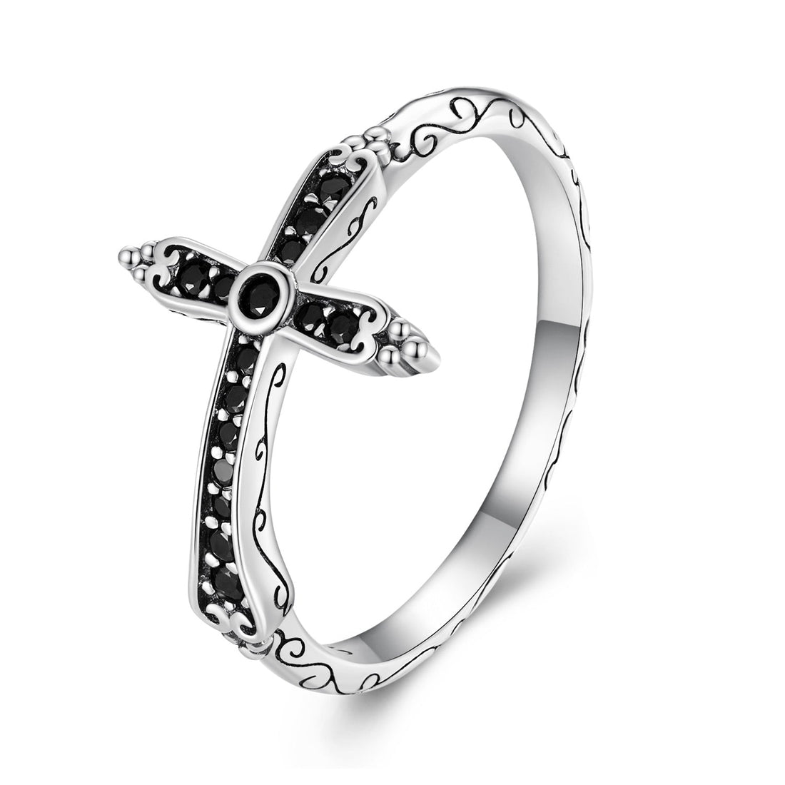 925 Sterling Silver Oxidized Ring with Pavé Setting CZ, Size 6.0 for Women  DestGlow