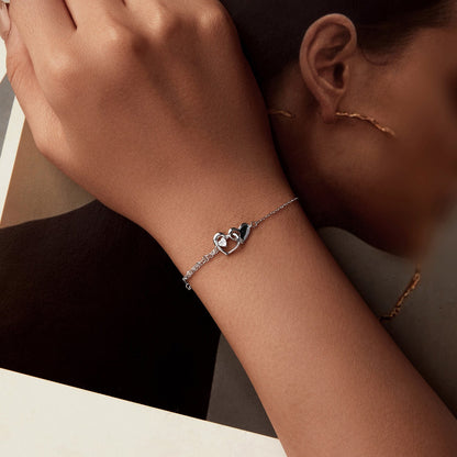 925 Sterling Silver Bracelet with Pave Setting CZ and White Gold Plating  DestGlow