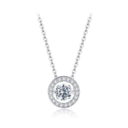 925 Sterling Silver Moissanite Pendant Necklace for Women - 40+5cm, White Gold Plated, Elegant Jewelry