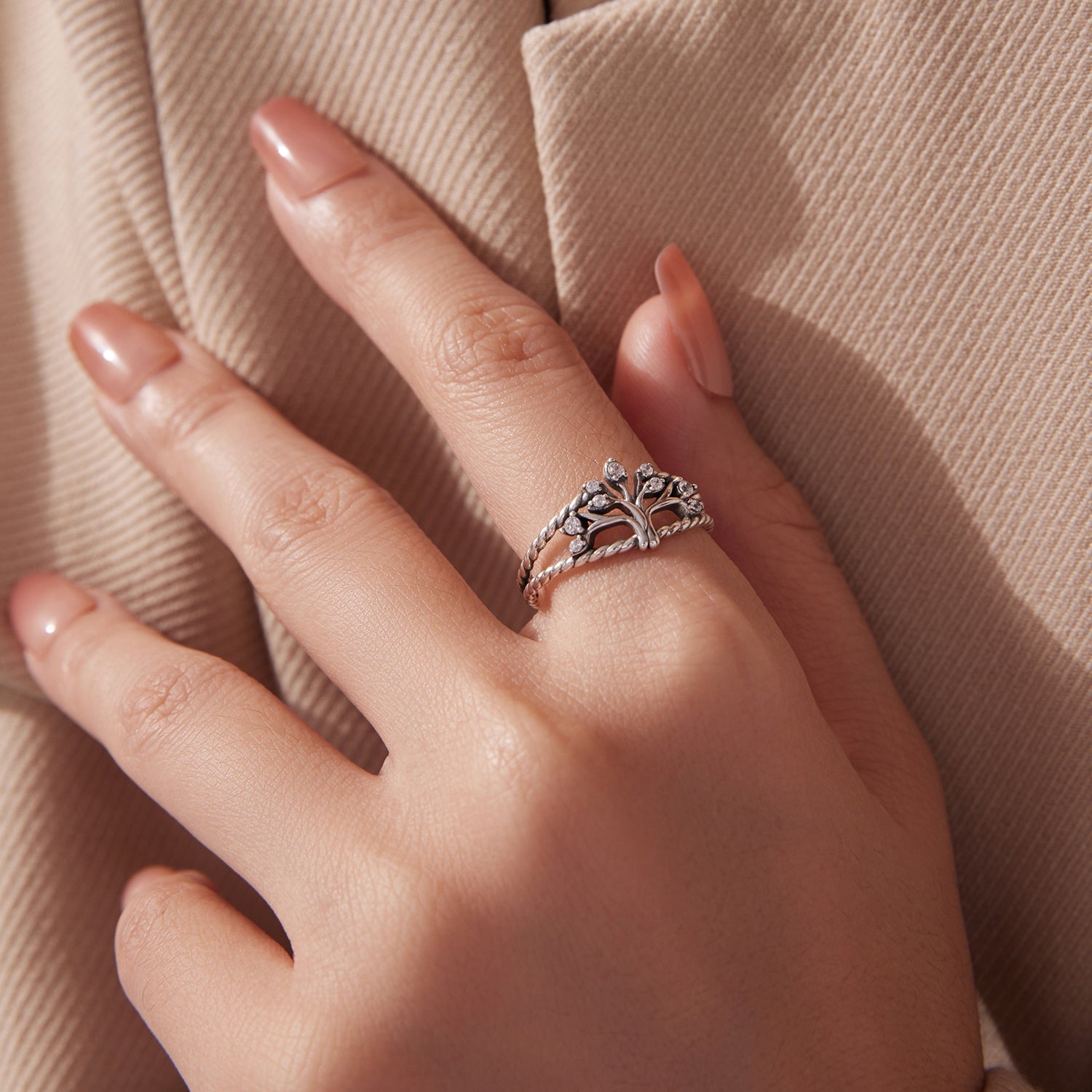 925 Sterling Silver Oxidized Pavé CZ Ring for Women  DestGlow