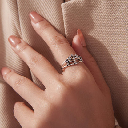 925 Sterling Silver Oxidized Pavé CZ Ring for Women  DestGlow