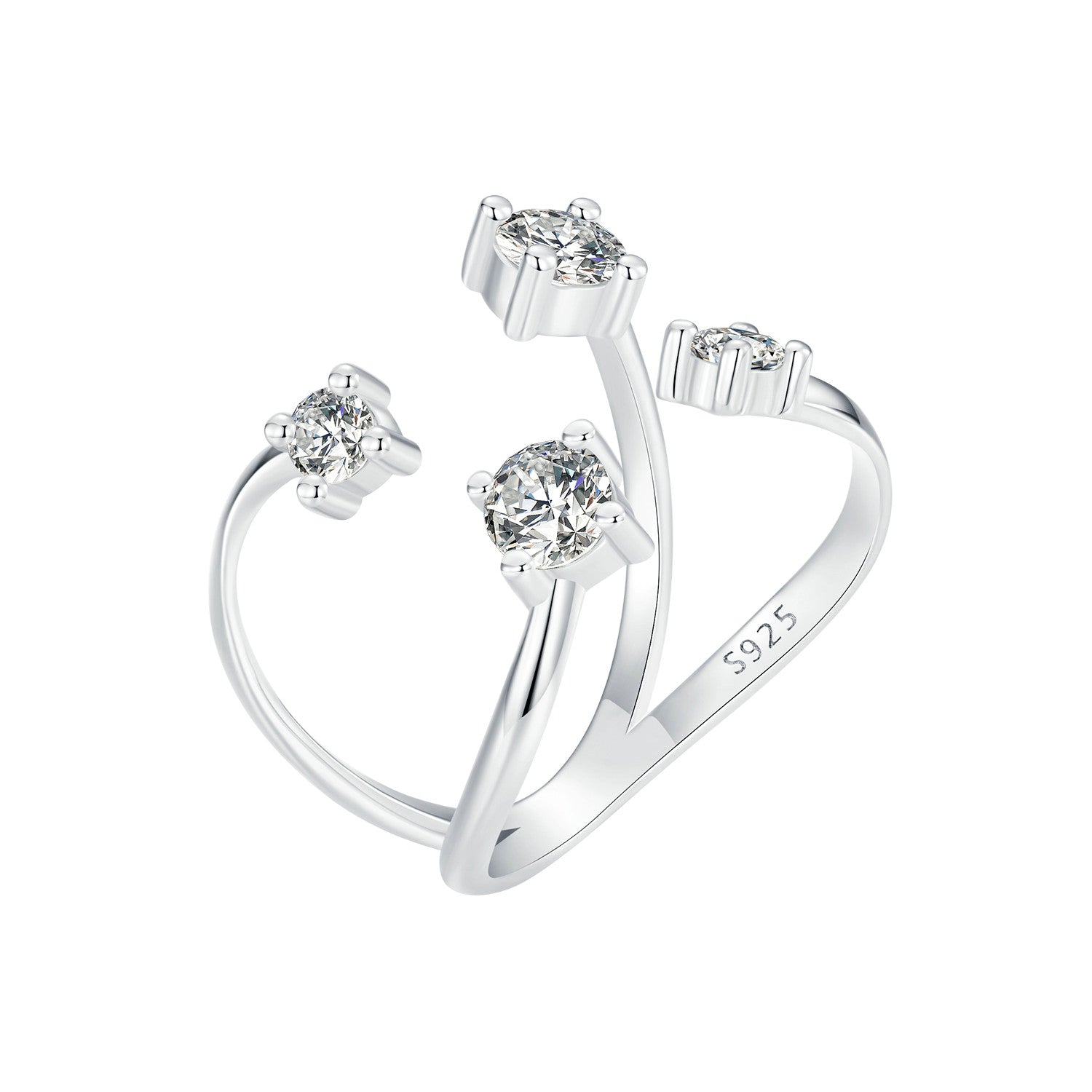 925 Sterling Silver White Gold Plated Pavé Set CZ Ring 2.5-13.5mm for Women  DestGlow