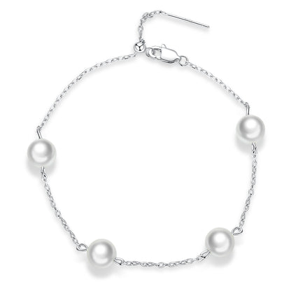 925 Sterling Silver Adjustable Pearl Bracelet for Women  DestGlow