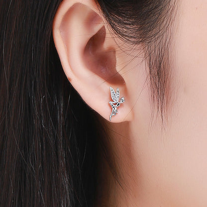 925 Sterling Silver Stud Earrings with CZ, 1.2 x 1.5cm &amp; 1.5 x 0.9cm, Women  DestGlow