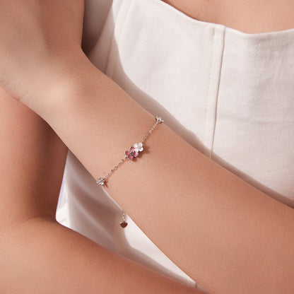925 Sterling Silver Enamel Charm Bracelet with Pavé CZ, 15+6cm for Women  DestGlow