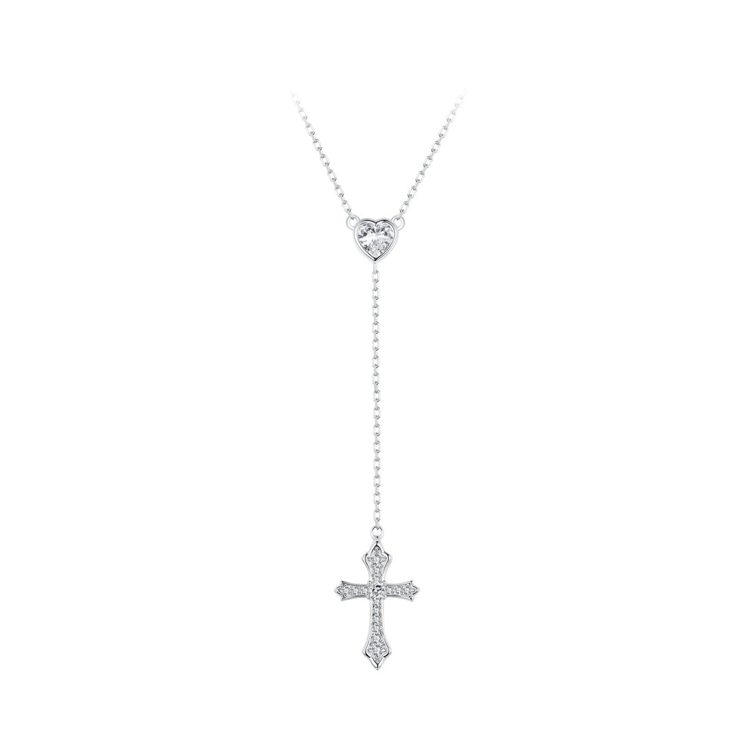 925 Sterling Silver White Gold Plated Necklace with CZ Pavé Setting for Women  DestGlow