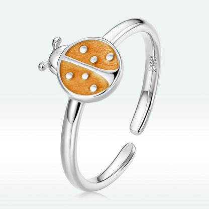 S925 Sterling Silver Ladybird Enamel Ring for Women  DestGlow