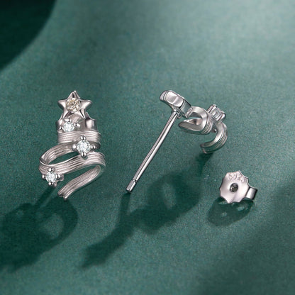 925 Sterling Silver Earrings with White Gold Plating and CZ  DestGlow