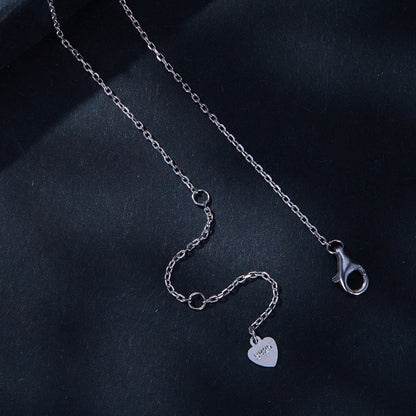 925 Sterling Silver Moissanite Necklace with Pavé Setting in Platinum, 450mm, for Women  DestGlow