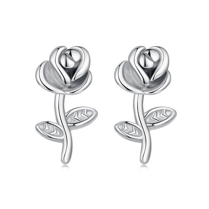 925 Sterling Silver Earrings plated with White Gold, 0.9*0.5cm for Women  DestGlow