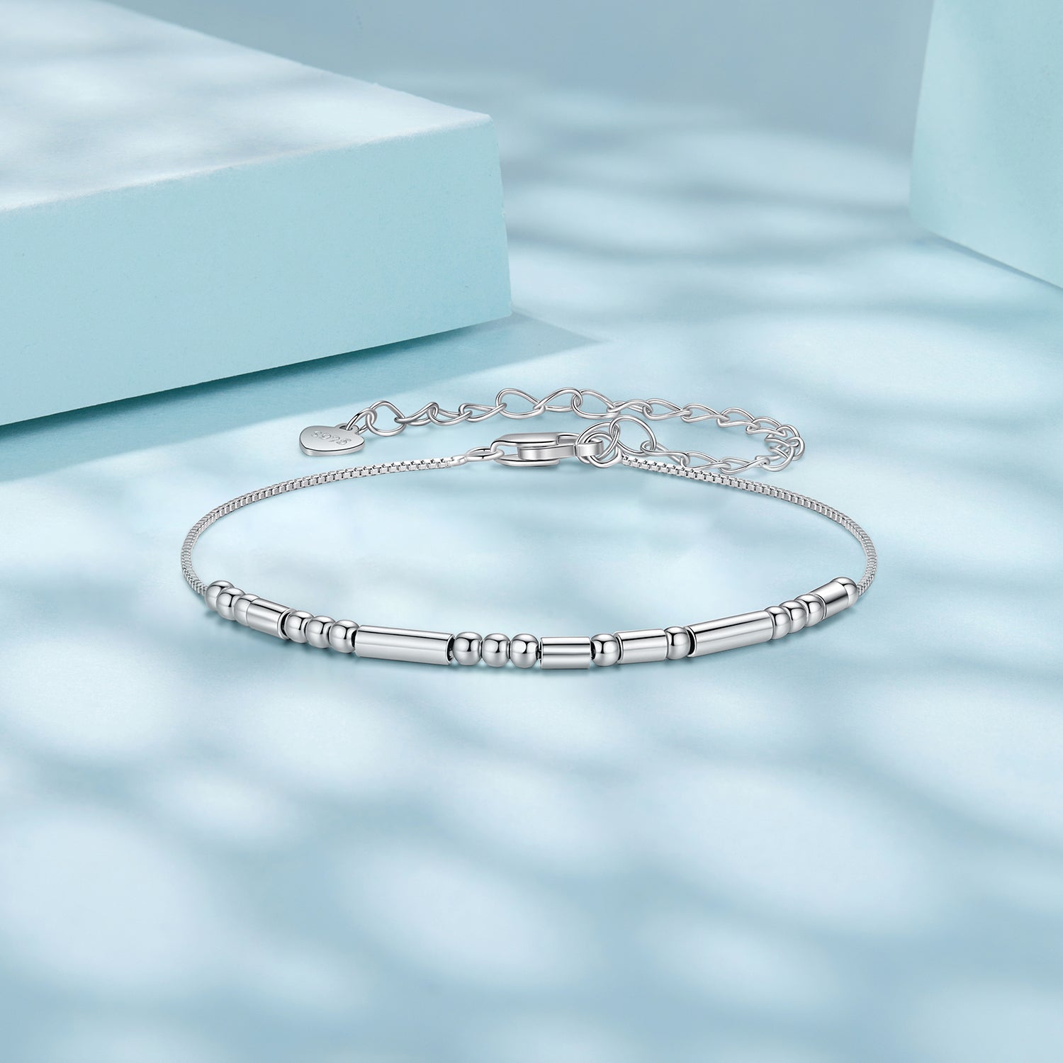 925 Sterling Silver White Gold Plated Bracelet 15+6cm for Women  DestGlow
