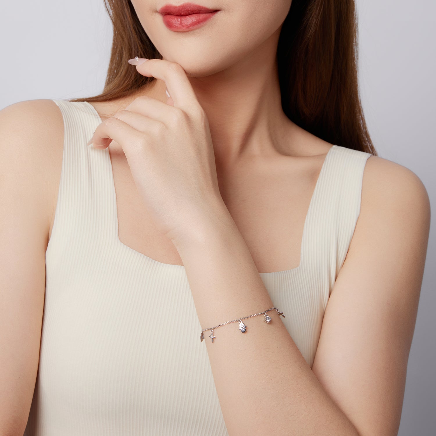 925 Sterling Silver Bracelet with Plated White Gold and Pavé Setting CZ  DestGlow