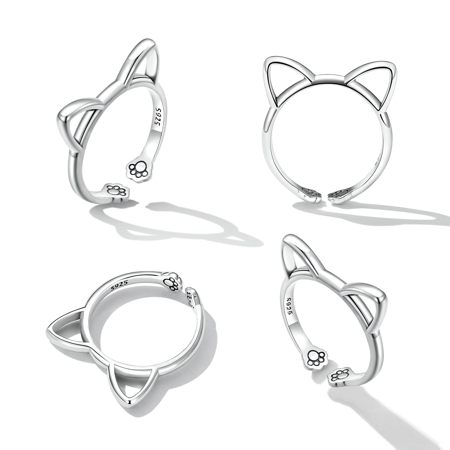 925 Sterling Silver Oxidized Paw Design Ring  DestGlow