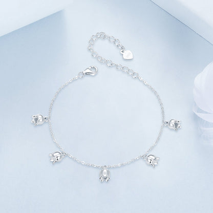 925 Sterling Silver Plated White Gold 12x41mm Pendant Bracelet  DestGlow