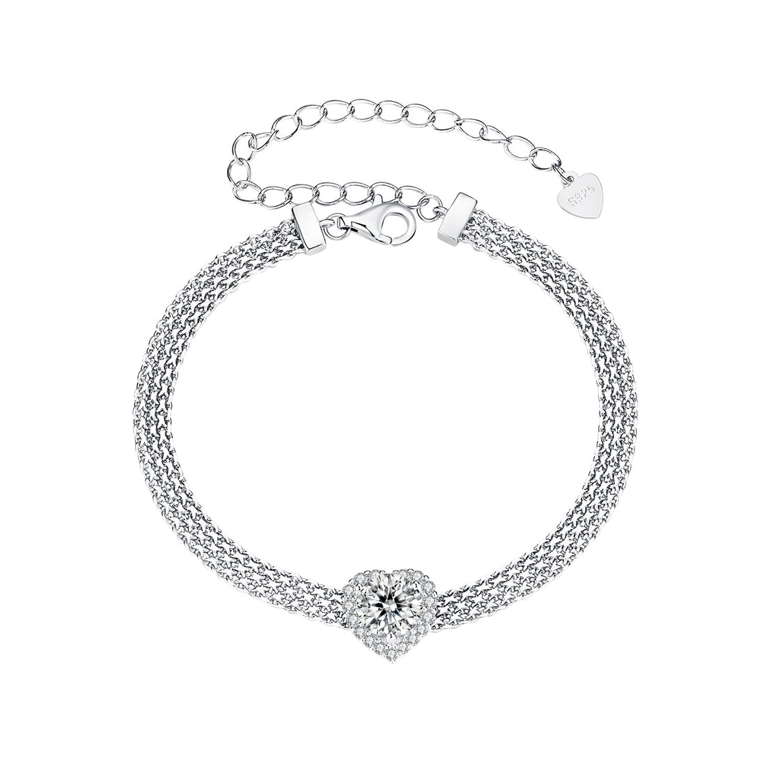 925 Sterling Silver &amp; 1 Carat Moissanite &amp; CZ White Gold Plated Bracelet for Women  DestGlow