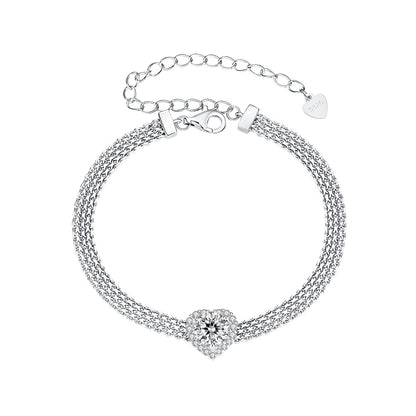 925 Sterling Silver &amp; 1 Carat Moissanite &amp; CZ White Gold Plated Bracelet for Women