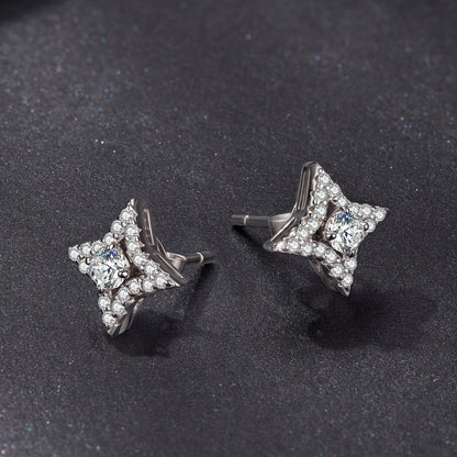 925 Sterling Silver Moissanite 0.1ct Earrings for Women