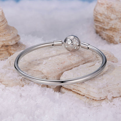 925 Sterling Silver Pavé Setting CZ Bracelet with White Gold Plating for Women - Size 17.0  DestGlow