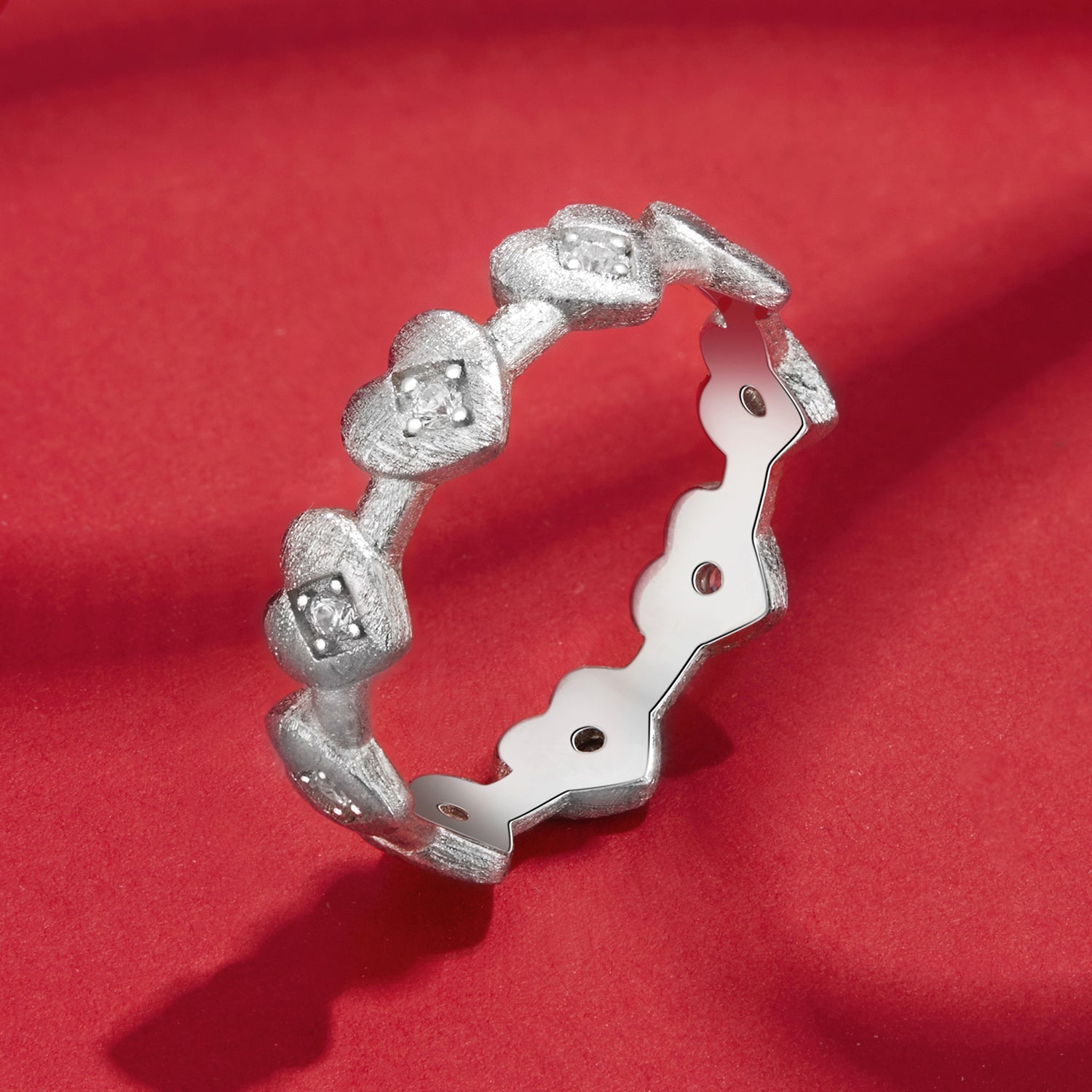 925 Sterling Silver Pave Setting CZ White Gold Plated Ring Size 6 for Women  DestGlow