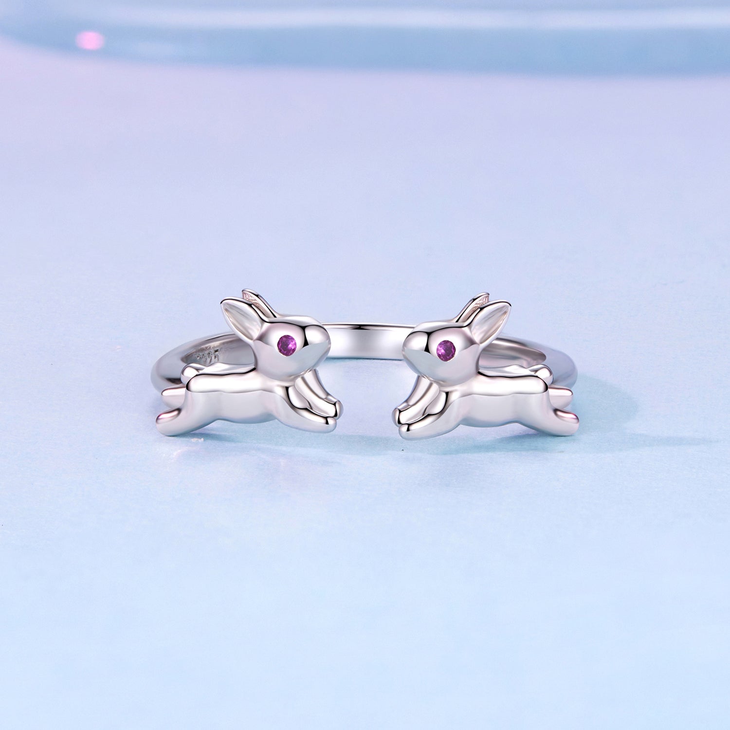 925 Sterling Silver Rabbit Ring with Pavé Setting CZ in White Gold for Women  DestGlow