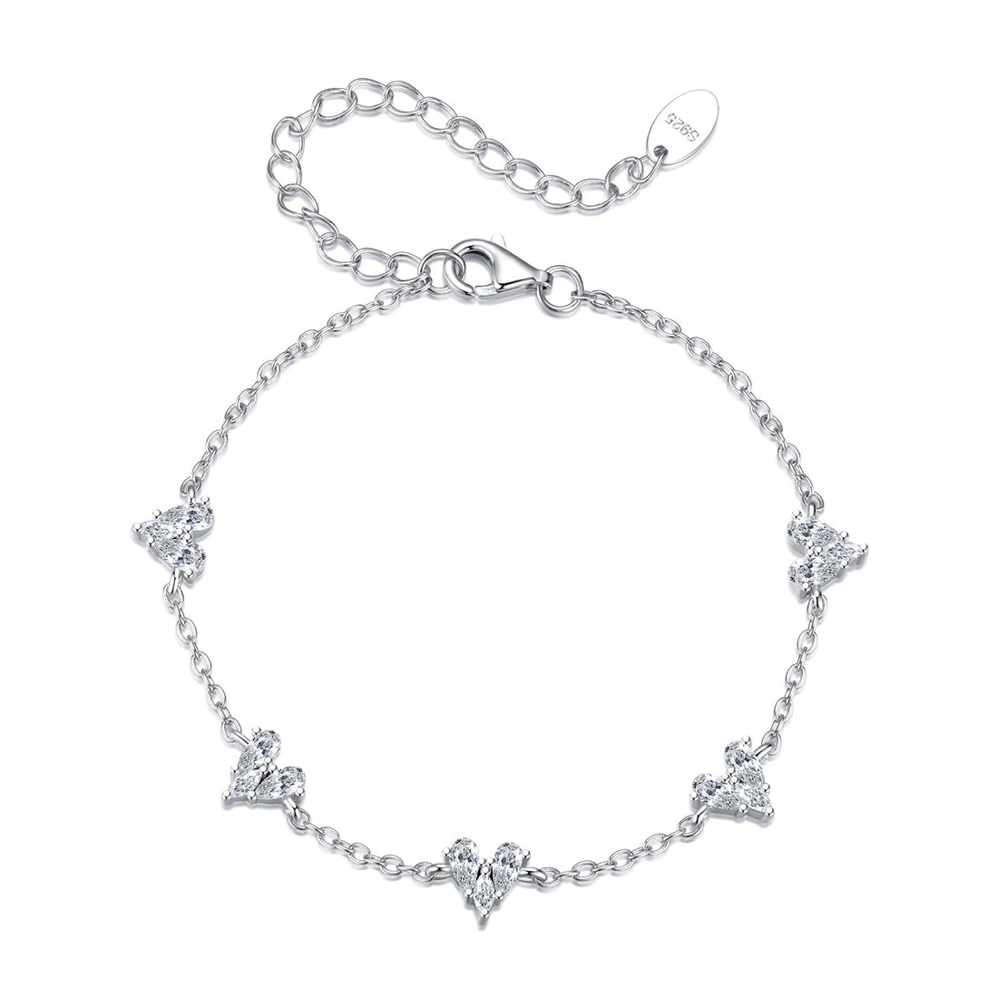 925 Sterling Silver Bracelet with White Gold Plating and CZ Paving for Women  DestGlow