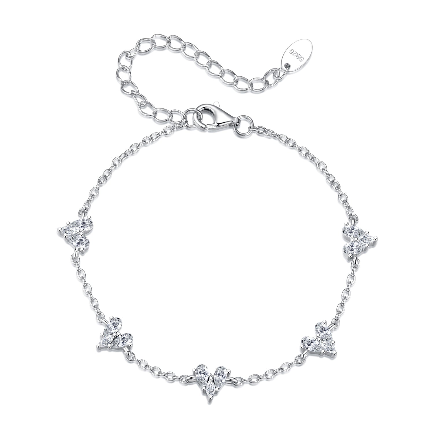 925 Sterling Silver Bracelet with White Gold Plating and CZ Paving for Women  DestGlow