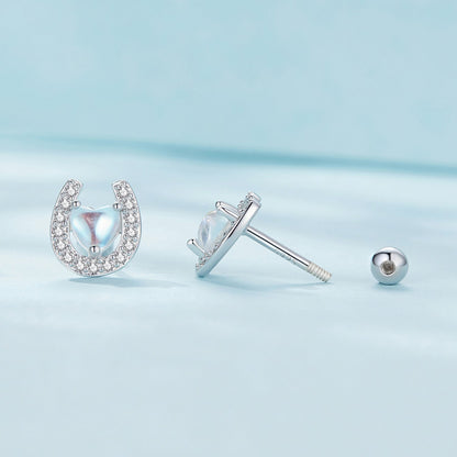 925 Sterling Silver Pavé Setting Moonstone Earrings with CZ and Platinum Plating  DestGlow