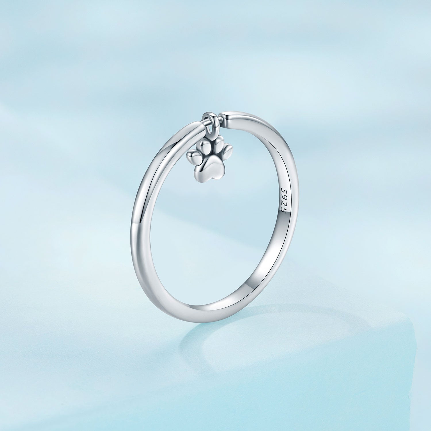 925 Sterling Silver Oxidized Round Paw Print Ring Size 6.0 for Women  DestGlow