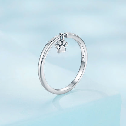 925 Sterling Silver Oxidized Round Paw Print Ring Size 6.0 for Women  DestGlow