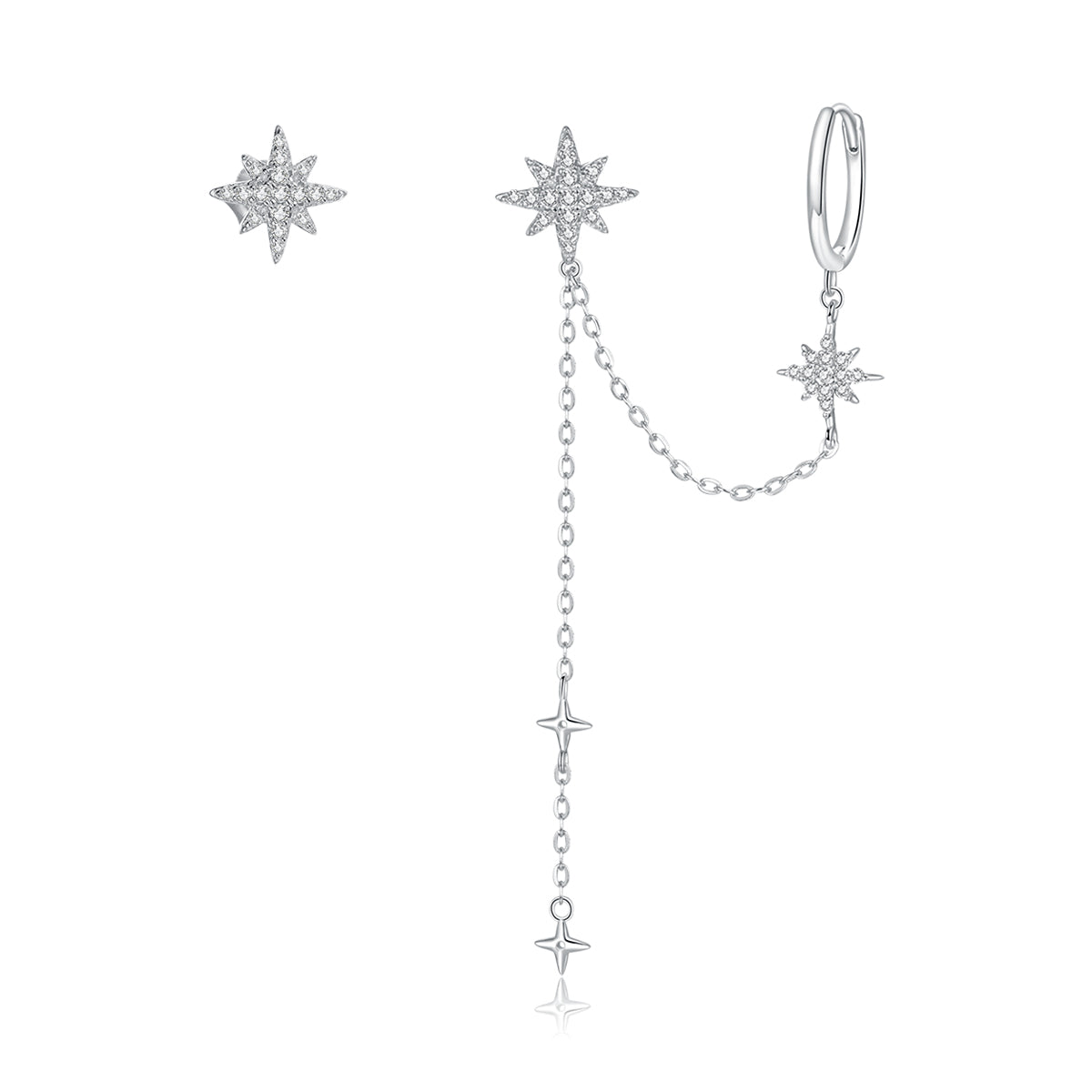 S925 Sterling Silver Earrings with CZ in Pavé Setting, 5.9cm Length, 1cm Size for Women  DestGlow