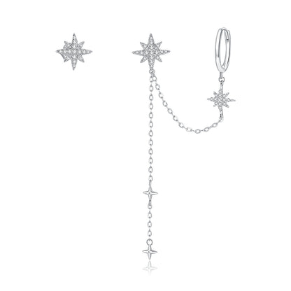 S925 Sterling Silver Earrings with CZ in Pavé Setting, 5.9cm Length, 1cm Size for Women  DestGlow