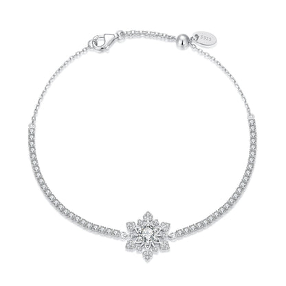 925 Sterling Silver Adjustable Bracelet with Pavé Setting CZ and White Gold Plating for Women  DestGlow